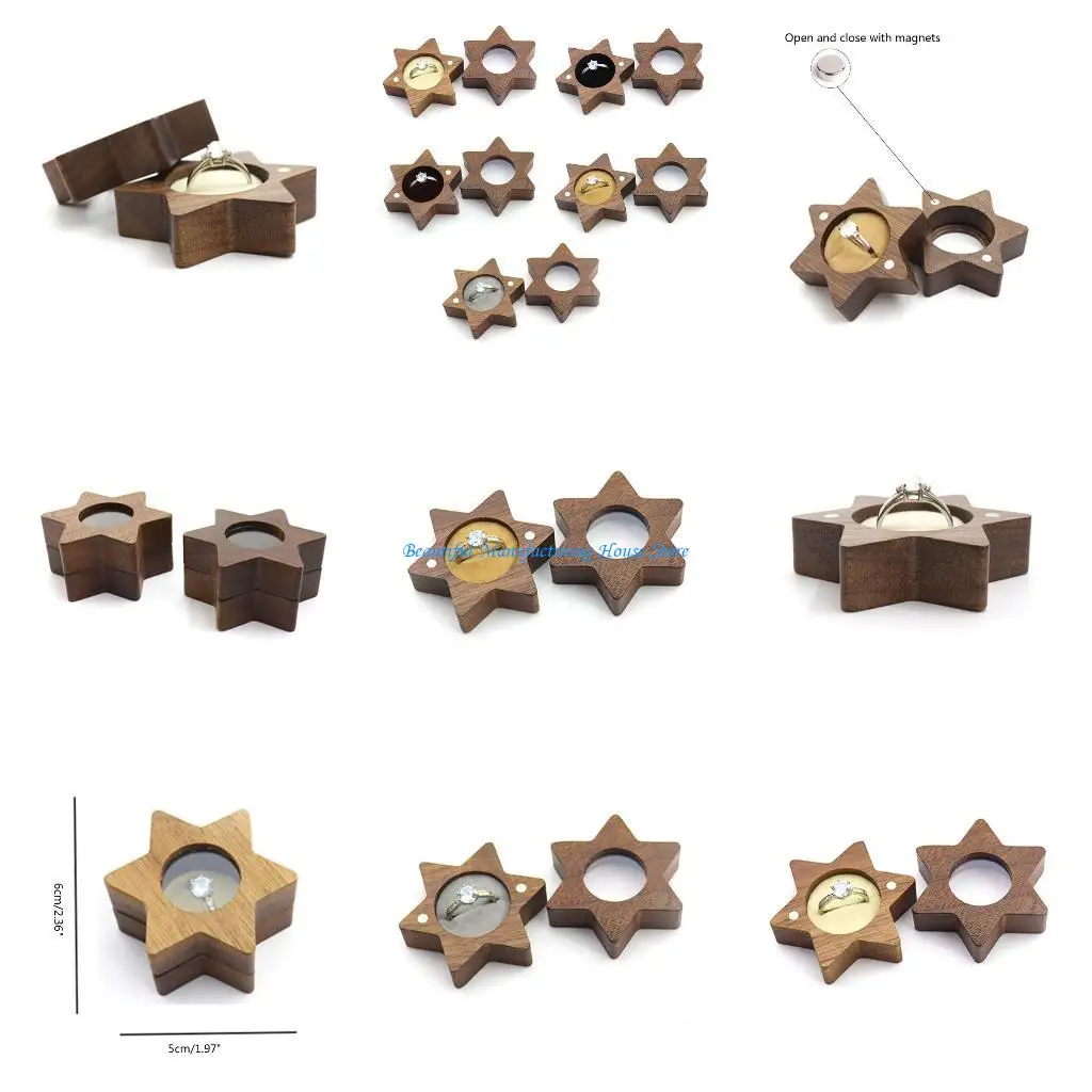 

E56A Деревянная коробка для колец, шкатулка для свадебных обручальных колец, шкатулка для драгоценностей, подарок