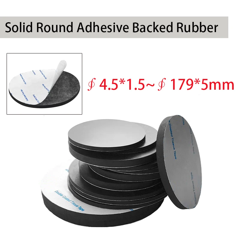 1pcs ∮4.5*1.5MM~ ∮179*5MM Round Adhesive Backed Rubber Pads Disc Sheet Gaskets For Cabinet/Chair/Table Leg Cushion Spacer Gasket