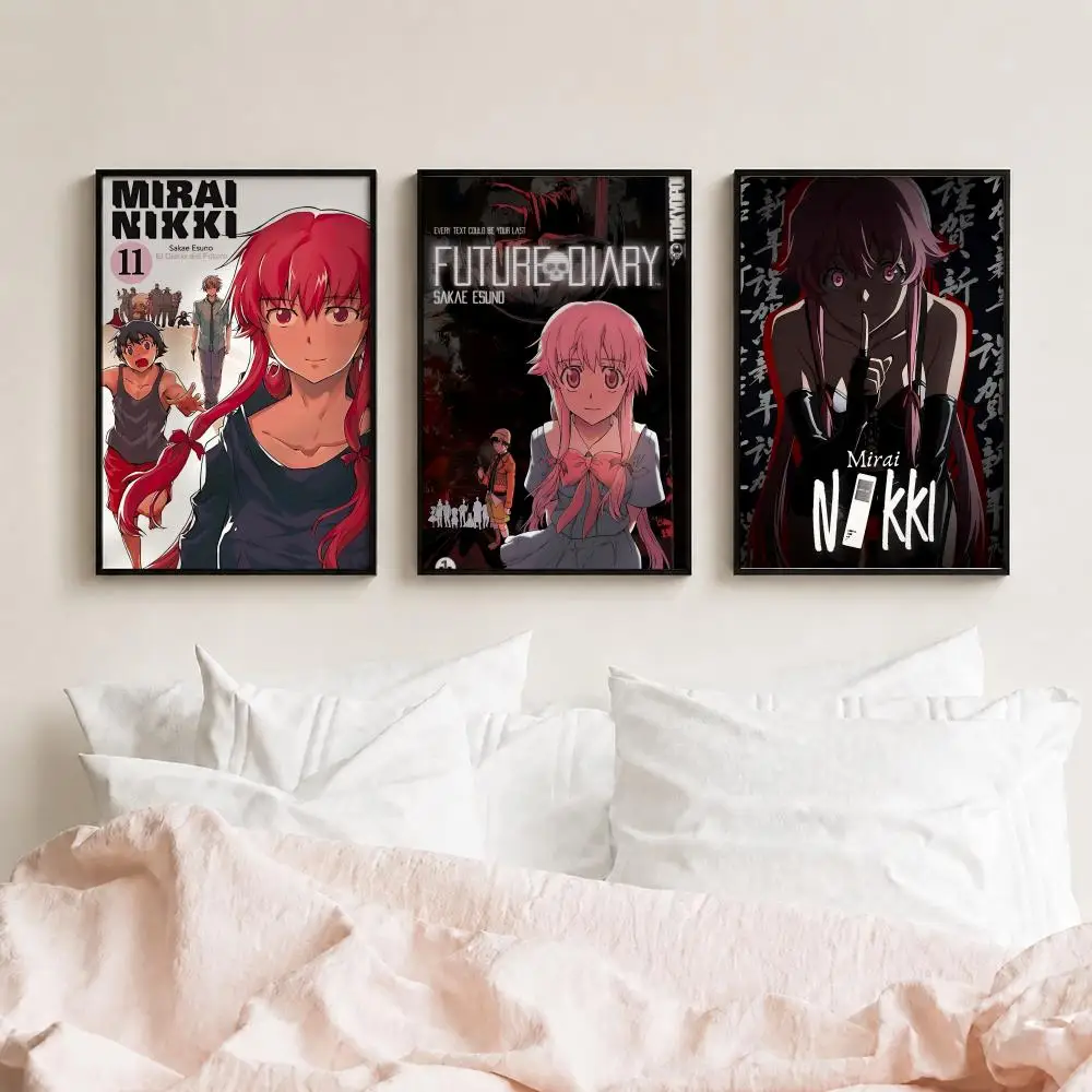 Anime Figure Mirai Nikki The Future Diary Poster HD Peel and Stick Waterproof Poster for Bedroom Office Dorm Decor view 2