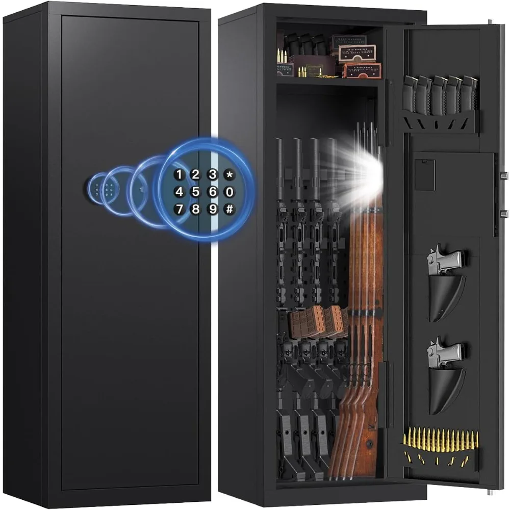 

8-10 Gun Rifle Safe for Home Security – Quick Access Digital Keypad, Anti-Theft & Anti-Pry Steel Cabinet | Easy Assembly Gun Saf