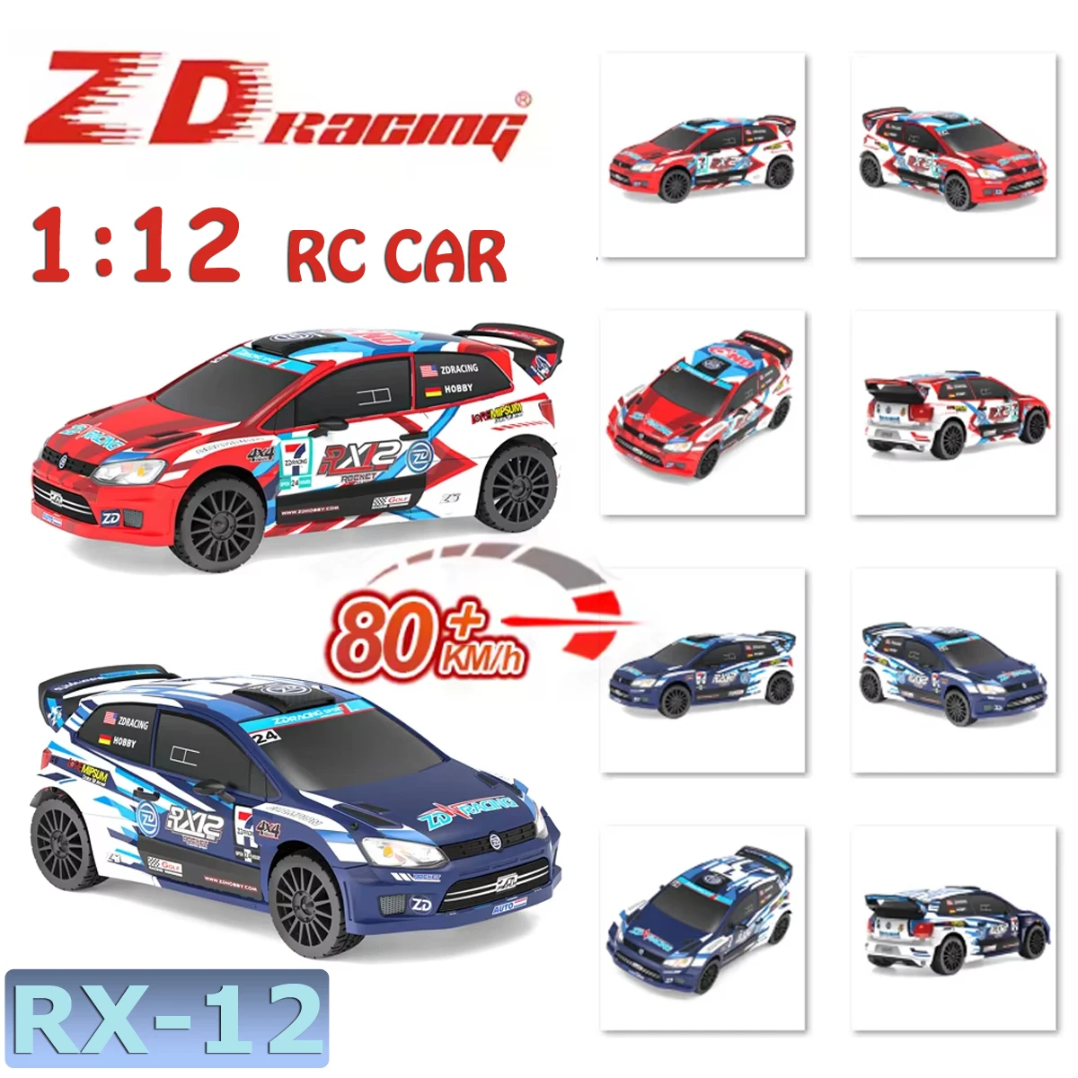 

ZD RACING RX12 1/12 RC Remote Control Rally Car RX-12 80KM/H High-Speed Brushless Power Four-Wheel Drive Off-Road Racing Vehicle