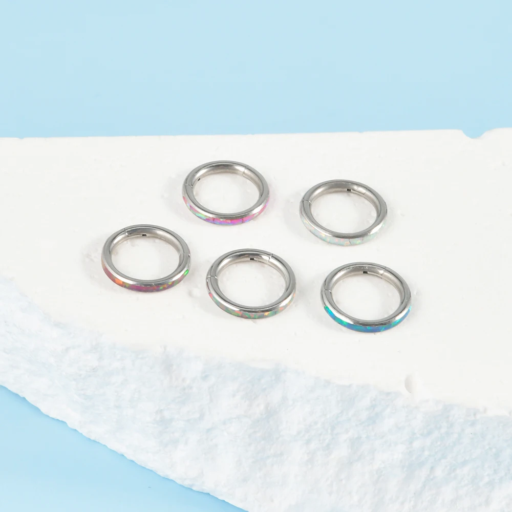 1 قطعة الجراحية الصلب أوبال الأنف الحاجز الفرس خواتم الأذن الزنمة اللولب الغضروف القرط هيئة ثقب المجوهرات 16 جرام #4