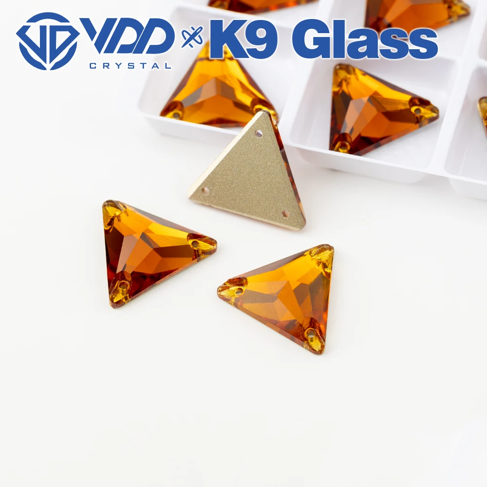 VDD S107 Kaffee-Dreieck AAAAA Top-Qualität K9 Glas Aufnähbare Strasssteine Kristall-Flachsteine zum Aufnähen für Kleidungsdekorationen – Detail 1