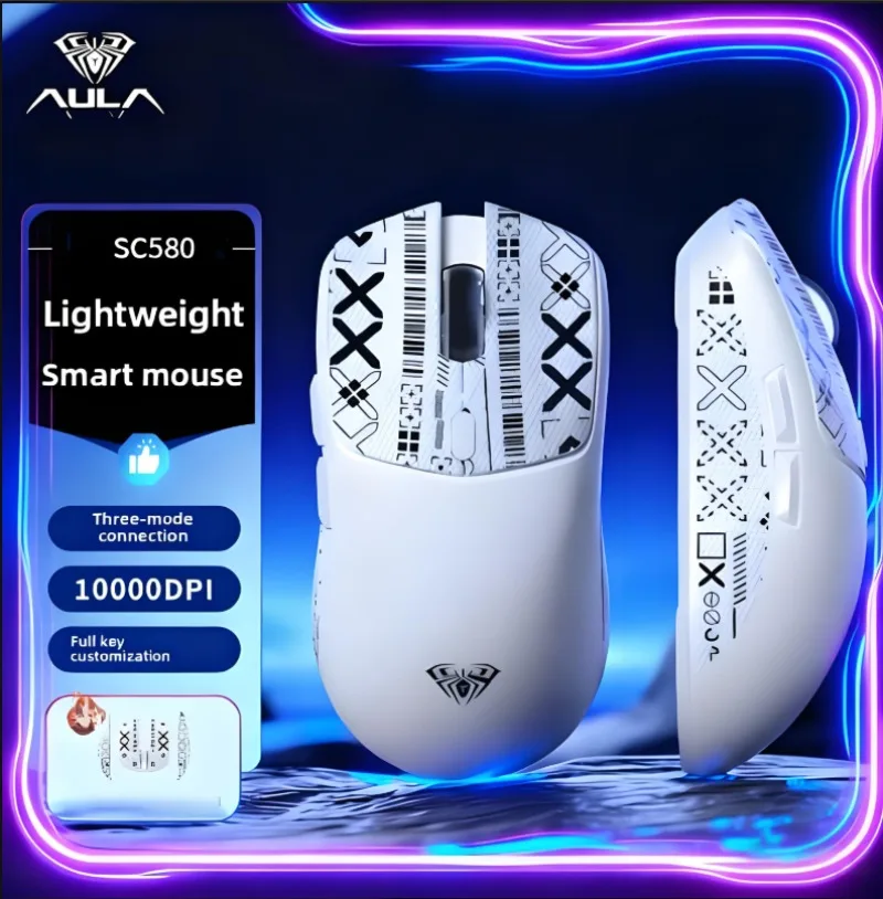 

AULA SC580 Wireless Gaming Mouse Macro Programming Tri-mode Rechargeable 10000 DPI E-sports Bluetooth Mouse Gaming Accessories