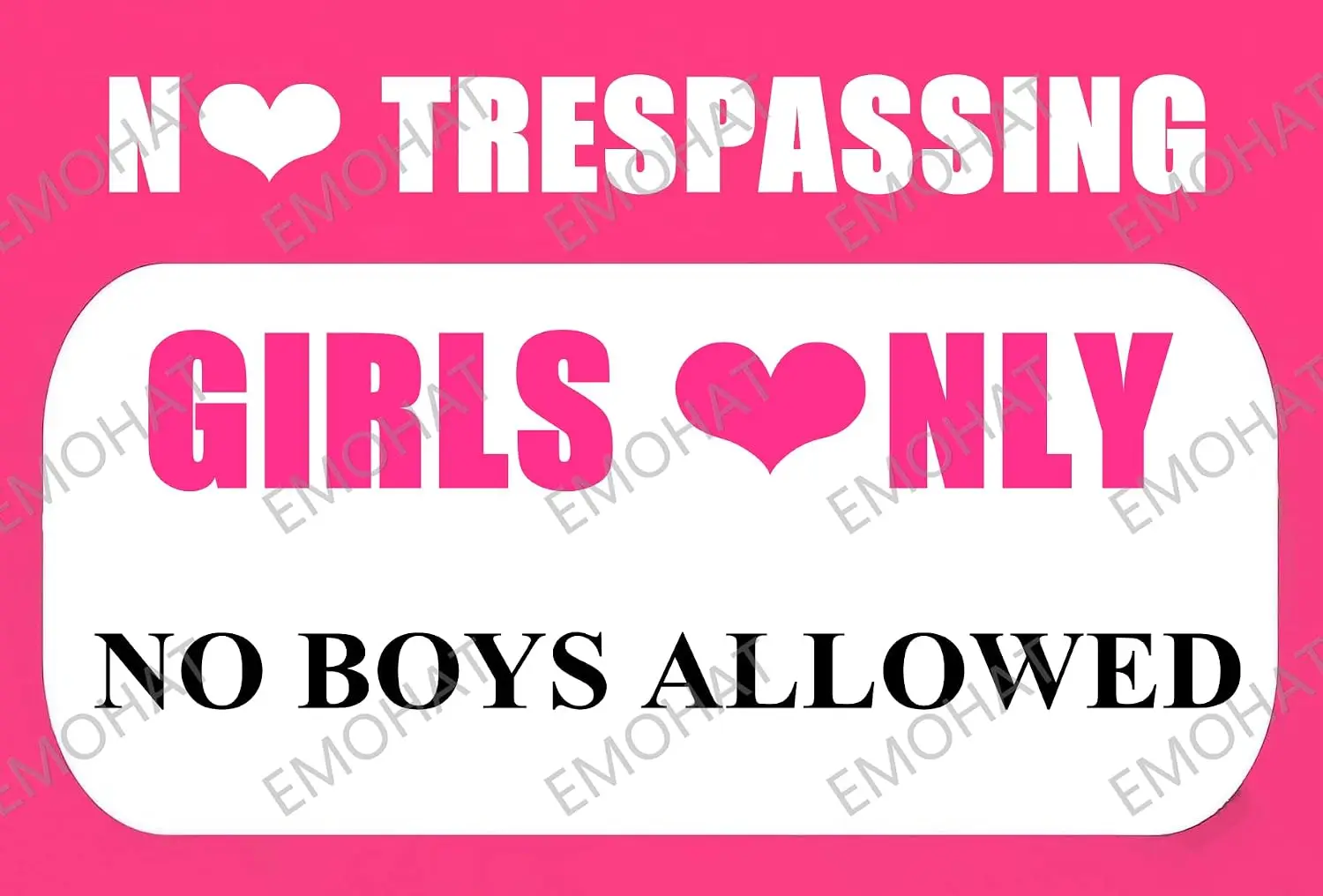 EMOHAT Tin Sign Wall Decoration No Trespassing Girls Only Pink Girls Only Sign No Boys Allowed Iron Poster Living Room Bedr sign