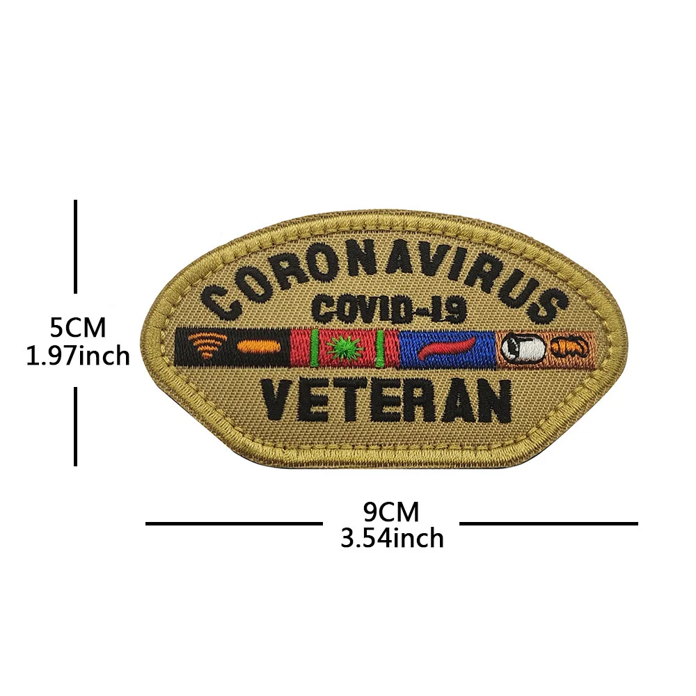 Coronavirus Veteran Embroidered Patch, Funny Tactical Morale Badge, Hook and Loop, for Jacket Backpack