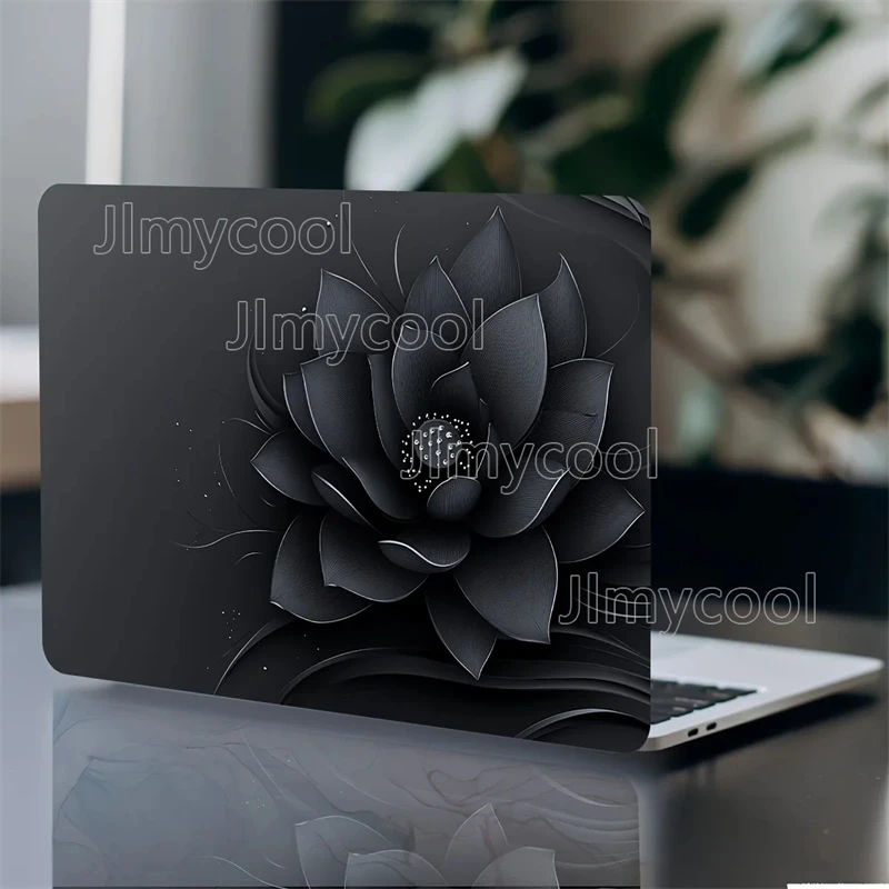 Vinyl Laptop Shell Black Lotus Sticker 2 Pieces/set Scratch Resistant DIY Art Protective Cover Suitable for HP Dell Lenovo Decal