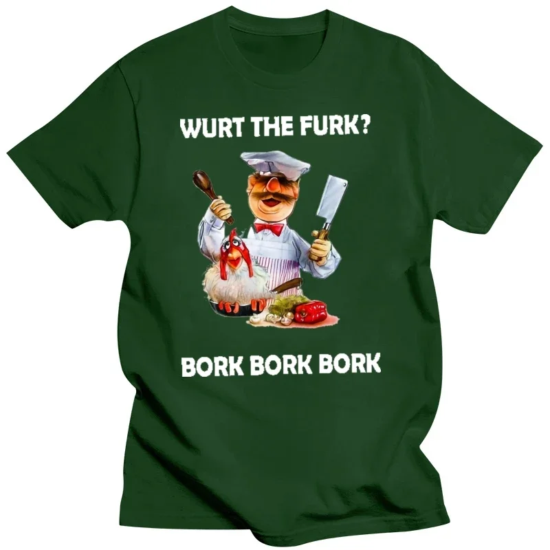 The Muppet Swedish Chef Cooking Wurt The Purk Bork Men Black T Shirt heavyweight fashion Round Neck manga vintage anime clothes