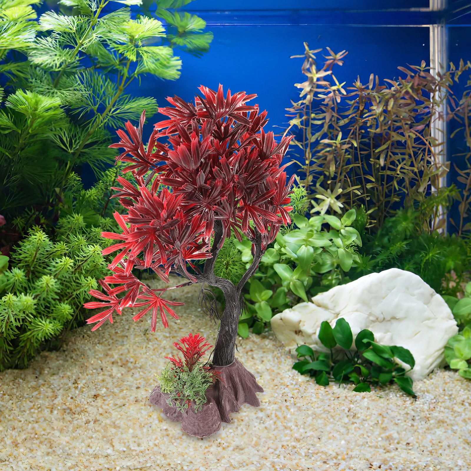 

Artificial Aquarium Plants Decorations Plastic Fish Tank Tree Small Fake Plants for Tank Accessories Reptile Cage Supplies Safe