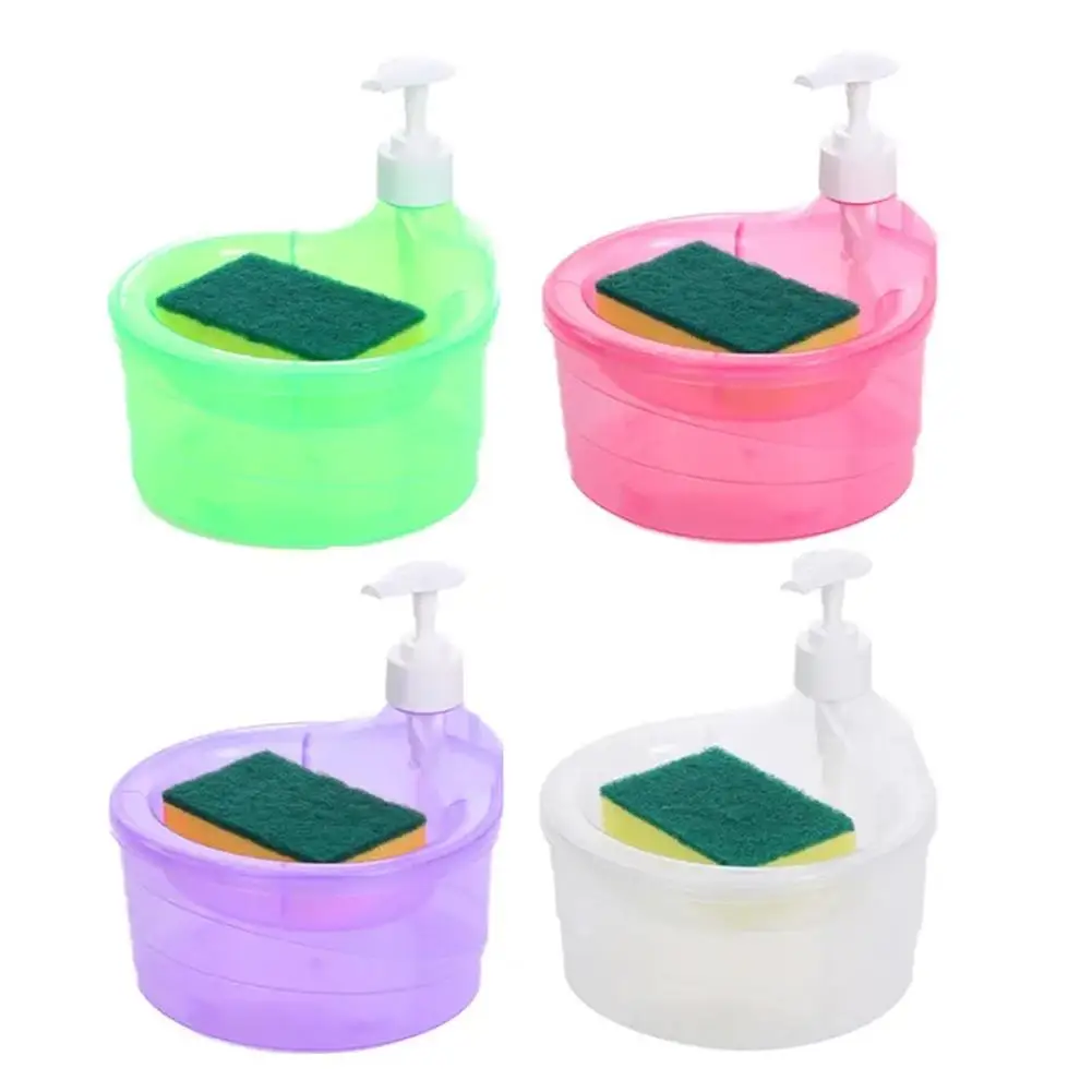 1 Set Detergent Automatic Dispenser Dish Soap Dispenser Press Box with Sponge Holder for Kitchen Bathroom Washing Accessories