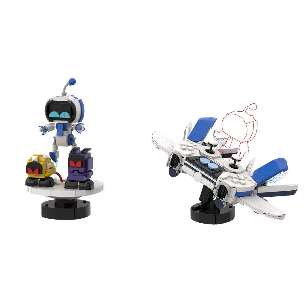 MOC Astro Bot Building Block Model Cosmic Adventure Game Figure Rescue Treasure Hunt Robot DIY Bricks Assembly Toys KIds Gifts