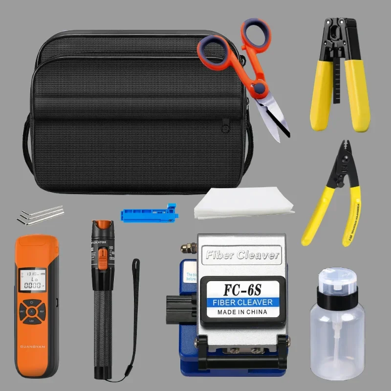 

FTTH Fiber Optic Tool Kit G10 Power Meter -70-+3dbm Cleaver 10mw vfl Cable Stripper Tools Set Combination Set Kit Cable Kit