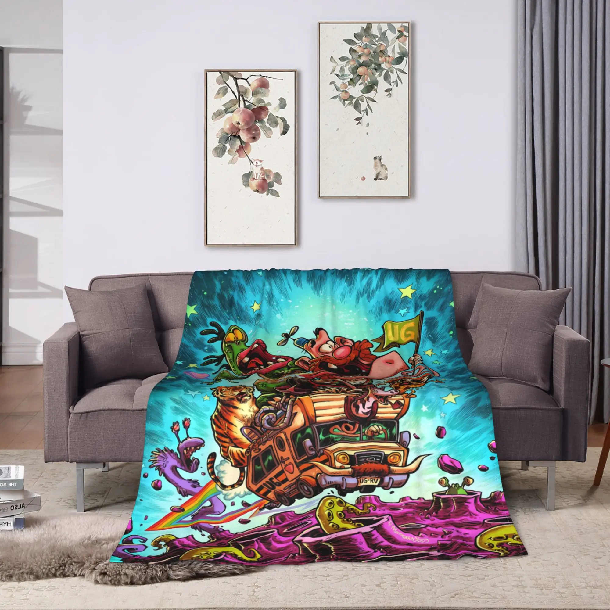 Uncle Grandpa Warm Soft Blanket  Picnic Plush Throw Blanket Aesthetic Home Decor Flannel Bedspread Sofa Bed Cover