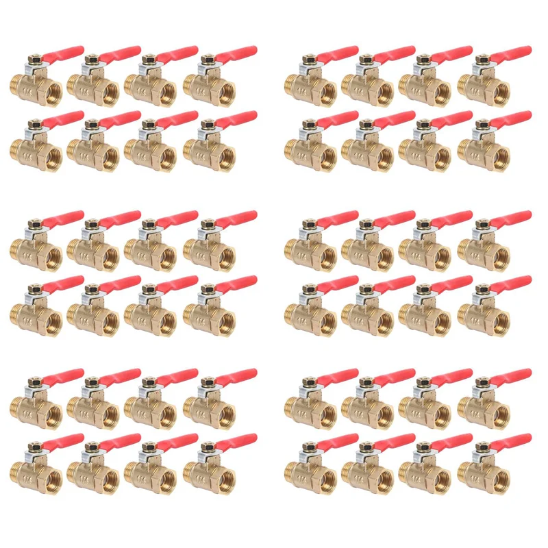 

48 шт. 1/4 дюйма сверхмощный латунный шаровой клапан запорный переключатель наружная и внутренняя резьба NPT фитинг для труб