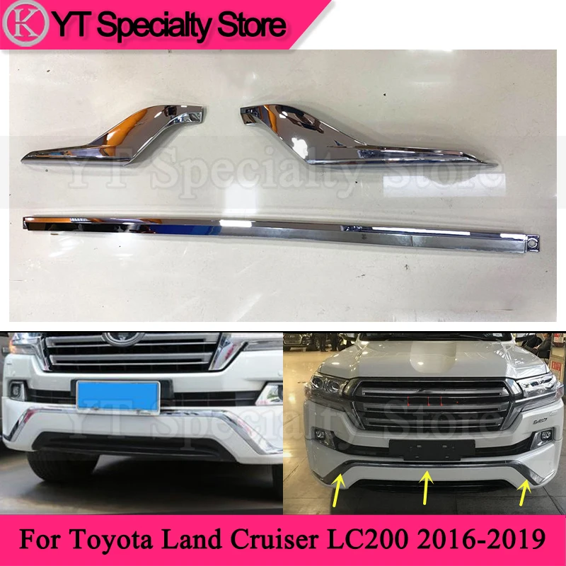 

Car Styling ABS Chrome Front Bumper Lip Molding Strips Trim For Toyota Land Cruiser LC200 2016-2019 (Middle East edition)