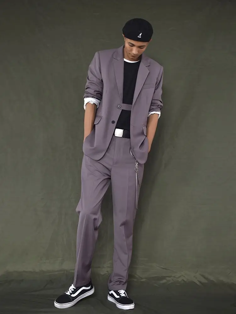 2-A88  High-end suit set purple niche street-blasting top design jacket lazy style e suit men