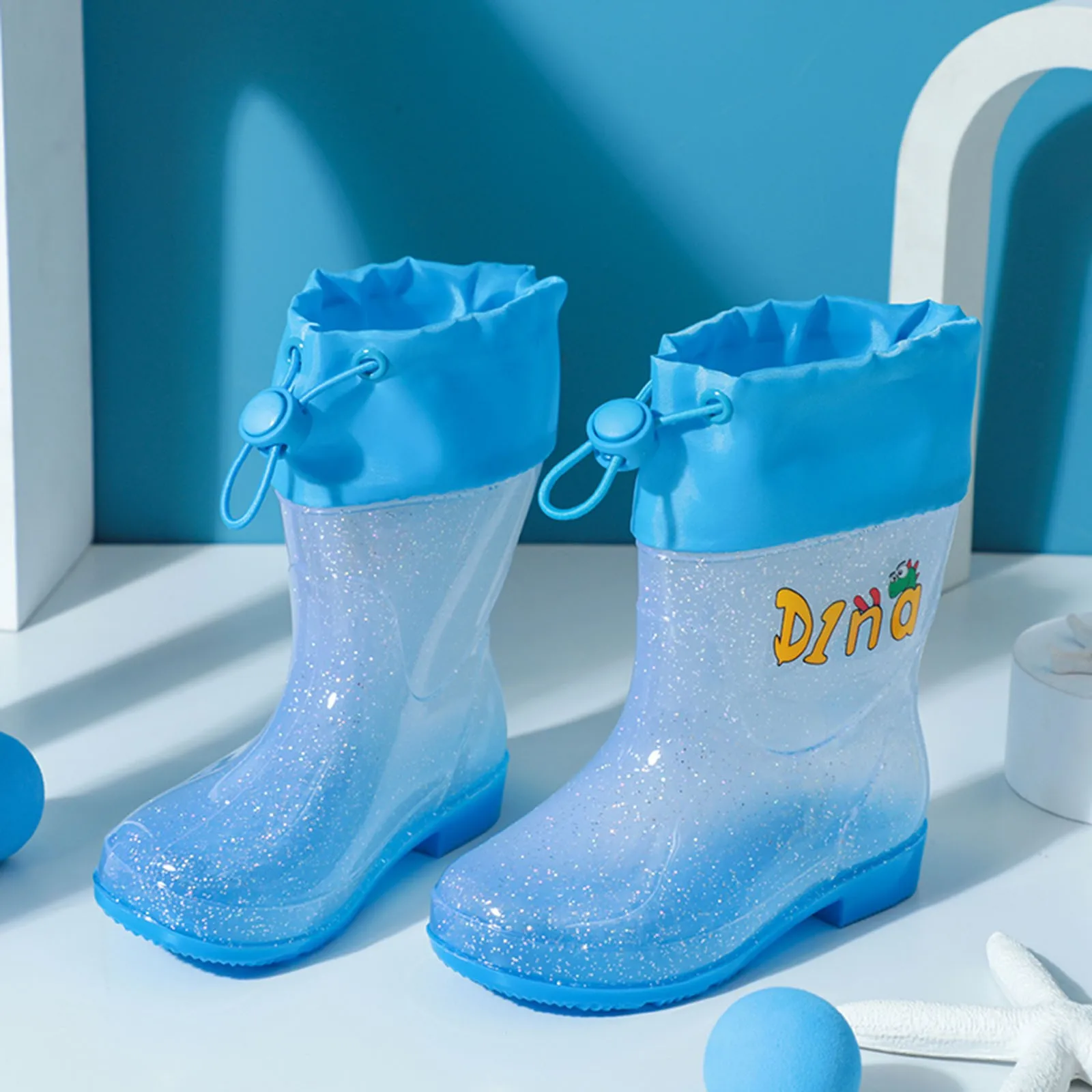 Botas de lluvia planas de dibujos animados para niñas, zapatos de moda, boca anudada, transparente, para exteriores, talla 5, Invierno