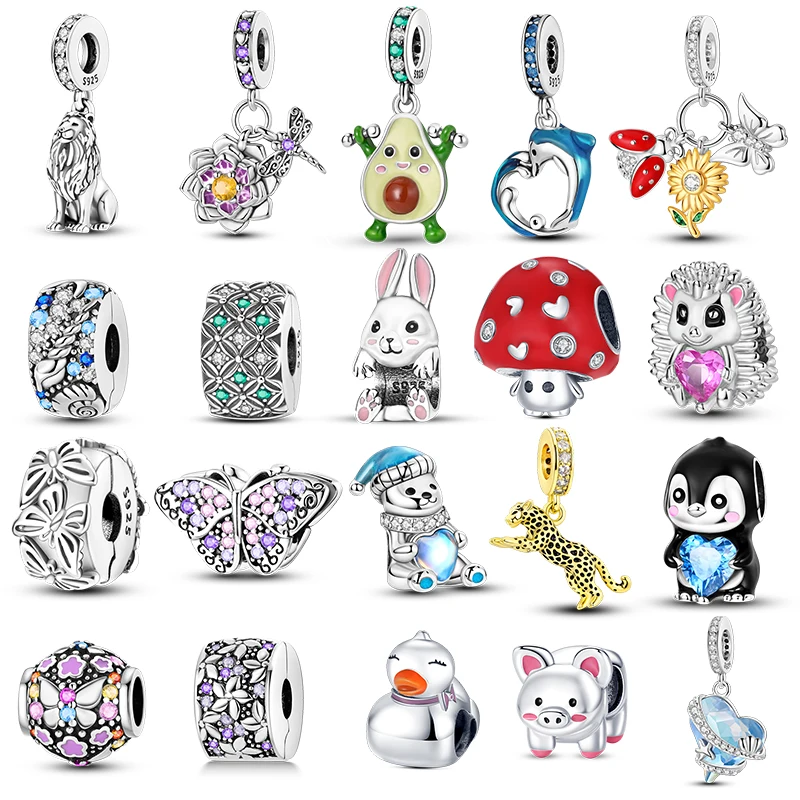 

925 Sterling Silver Animal and Plant Pendant Beads Suitable for 3mm Original Bracelet Necklace Women Luxury DIY Jewelry Gift