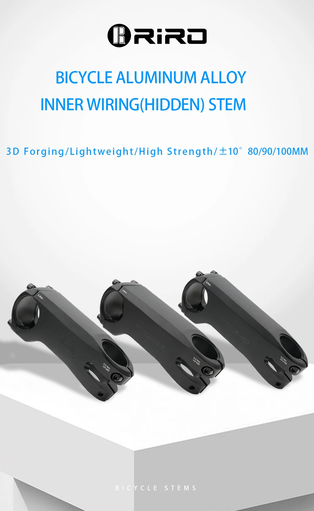 RIRO Ultra-Leichter Aero-Rennrad-MTB-Vorbau 10 Grad Winkel Legierung Interne Kabelführung 31,8mm Klemmdurchmesser Erhältlich in 80/90 – Detail 1