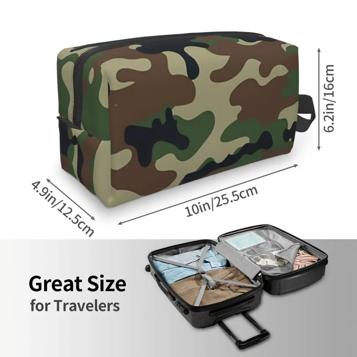 Green Army Camouflage Makeup Bag Cosmetic Organizer Storage Dopp Kit Toiletry Cosmetic Bag for Women Beauty Travel