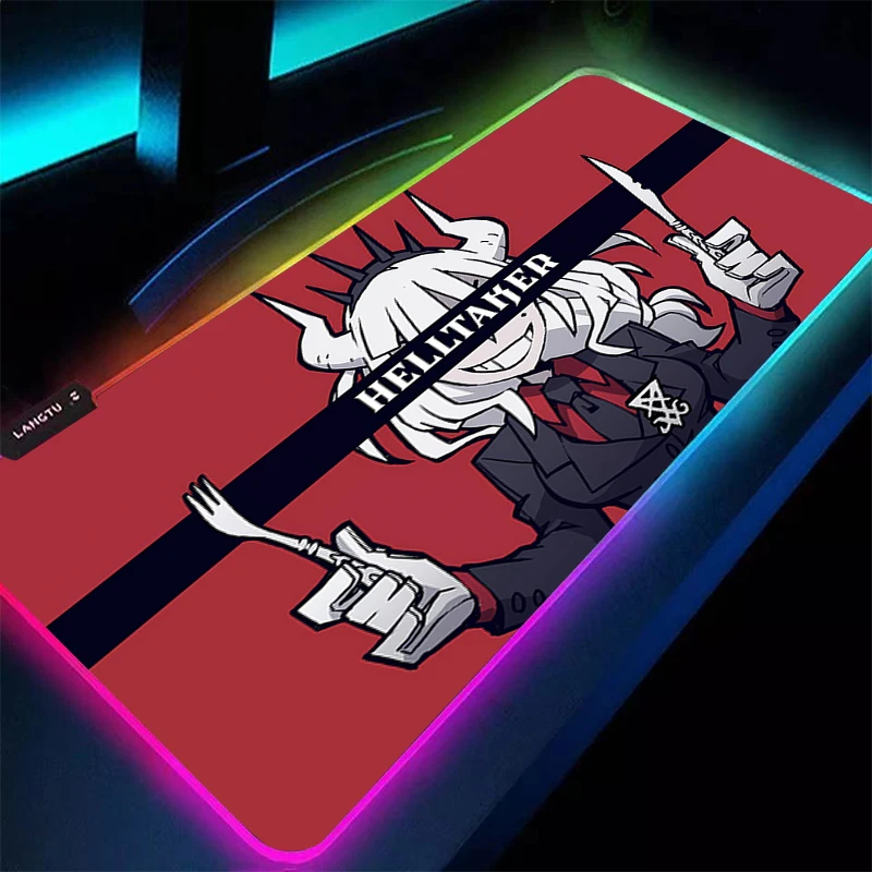 

Mouse Pad Professional eSports Game Players Speed Rubber Game Desk Mat RGB Cute H-helltaker Mousepad LED Anime Girl Keyboard Pad