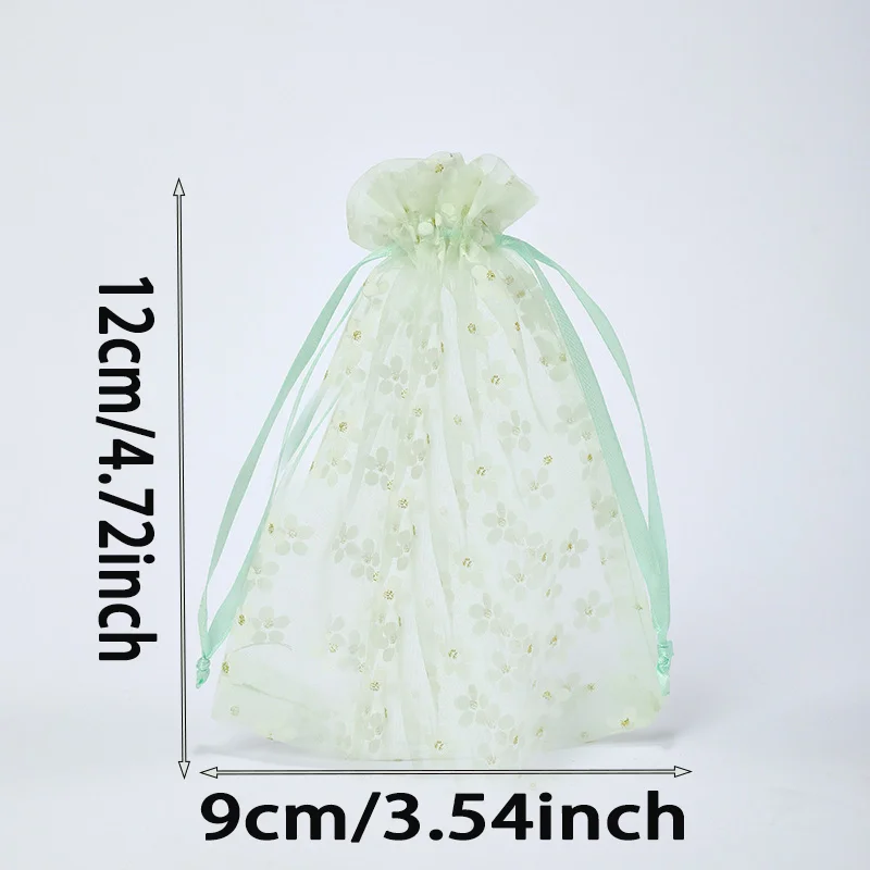 7x9/9x12/10x15/13x18cm Flower Printing Organza Bags Wedding Jewelry Bag Party Candy Packaging Drawstring Pouches Gift Bag view 3