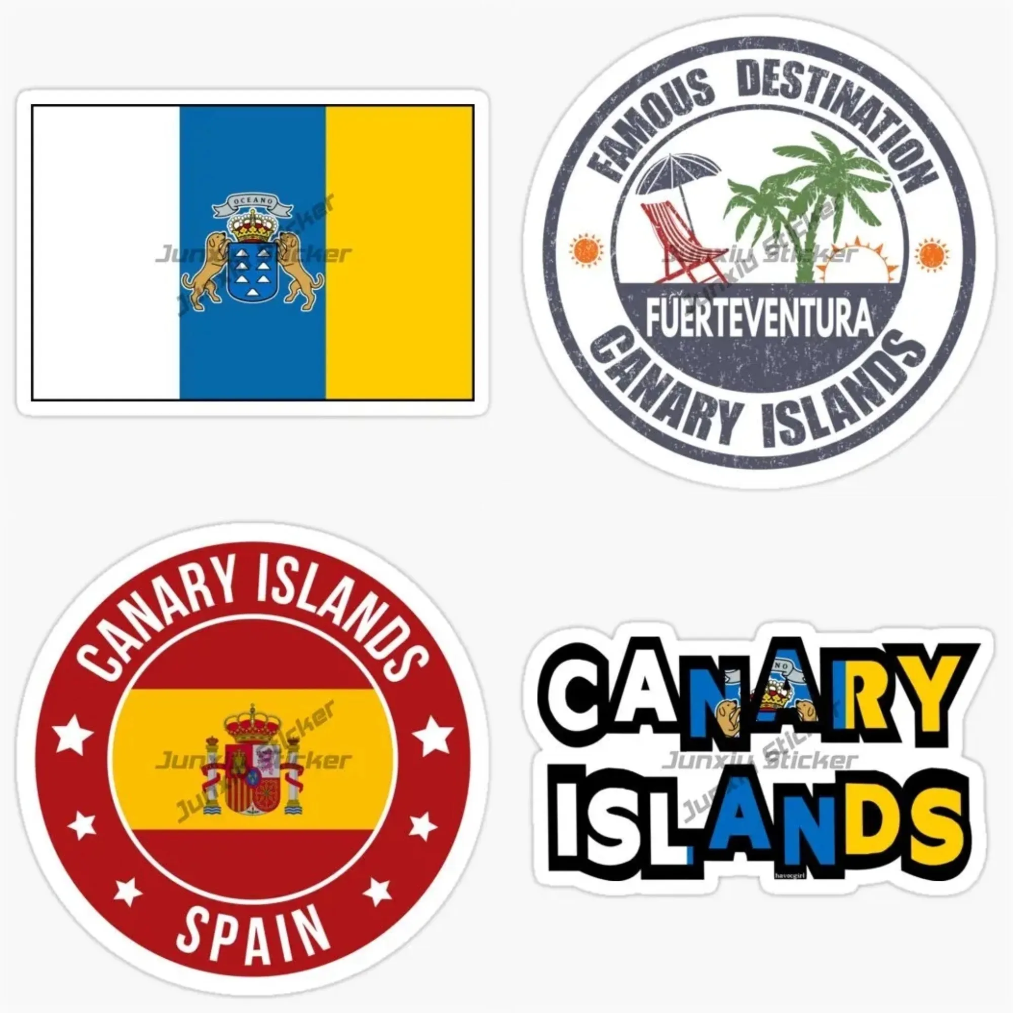 

Canary Islands Flag Map Emblem Sticker Car Decal For Motorcycle Laptop Car Ship Window Scratch Resistant Travel Accessories