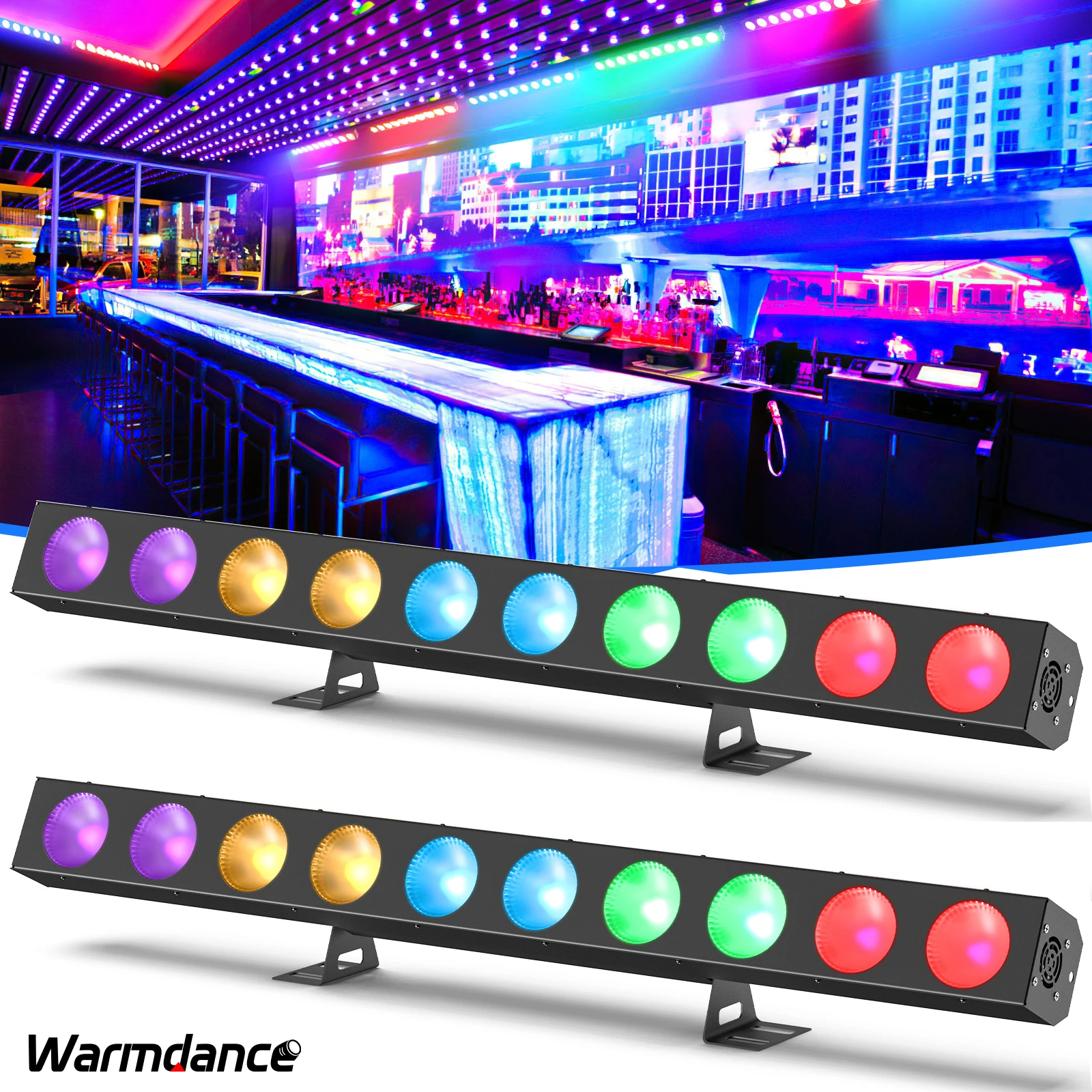 2PCS 10-Eye COB Matrix Light RGBW LED Light Bar Wall Washer Lights Stage Effect Lighting Projector for Concert Party Weddings