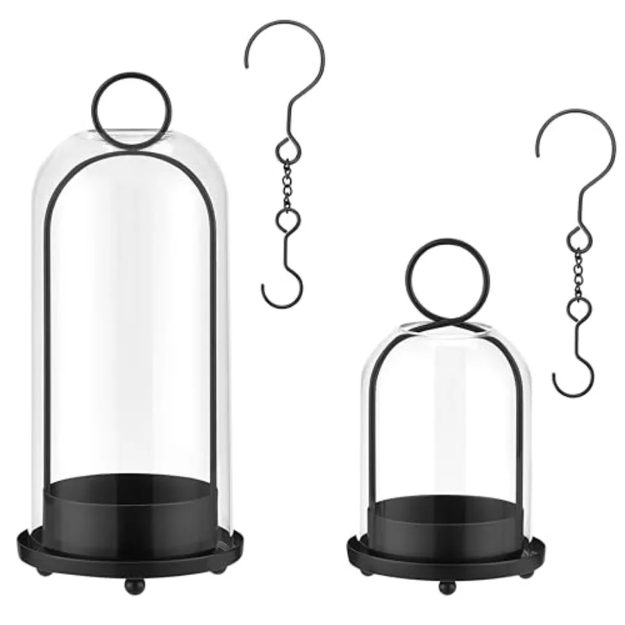 

Набор из 2 декоративных подсвечников Hurricane Metal and Glass: металлические подставки для свечей с прозрачным стеклом для свадеб и вечеринок