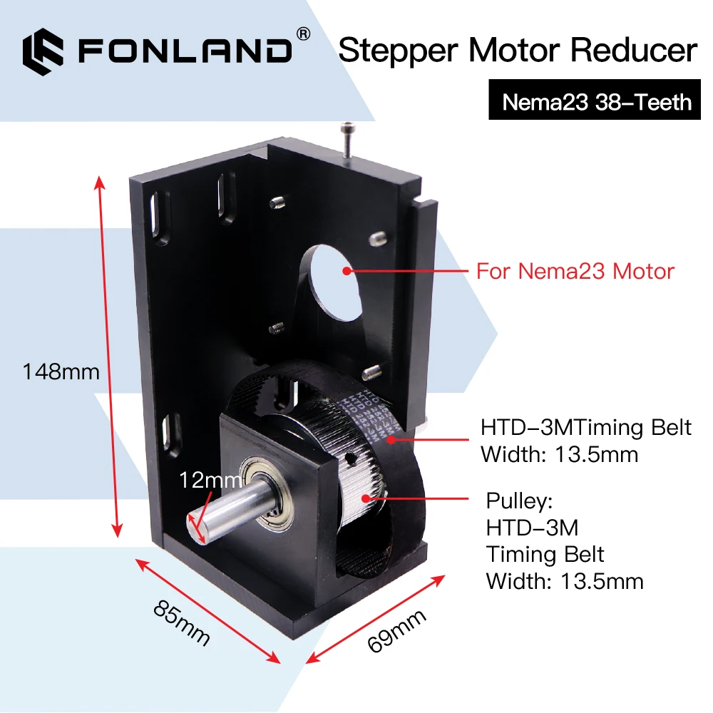 FONLAND Stepper Motor Reducer Nema23 38-Teeth/ Nema23 60-Teeth/ Nema34 72-Teeth for CO2 Laser Cutting and Engraving Machine