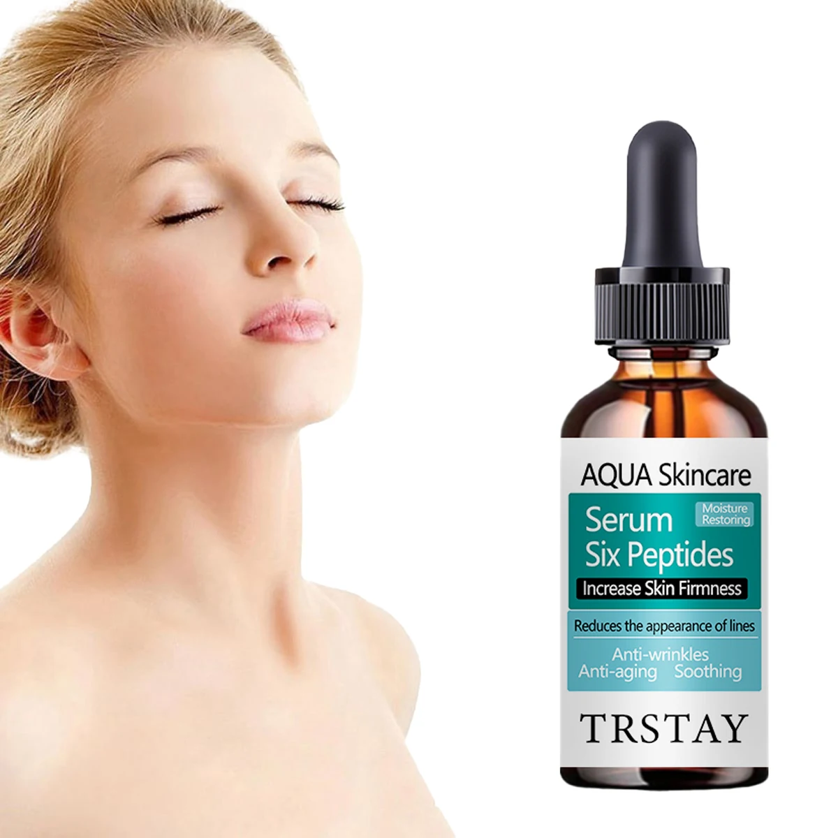 TRSTAY six peptides increase skin hardness, reduce the appearance of lines, resist wrinkles, anti-aging, and soothe.