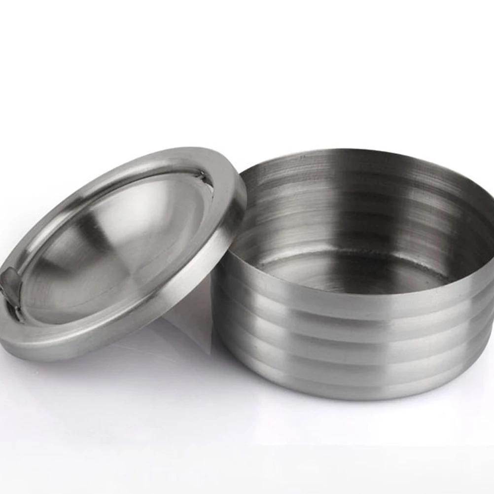 

Windproof Ashtray Stainless Steel Round Fashion Ornament Stylish Holder Home Office Decor