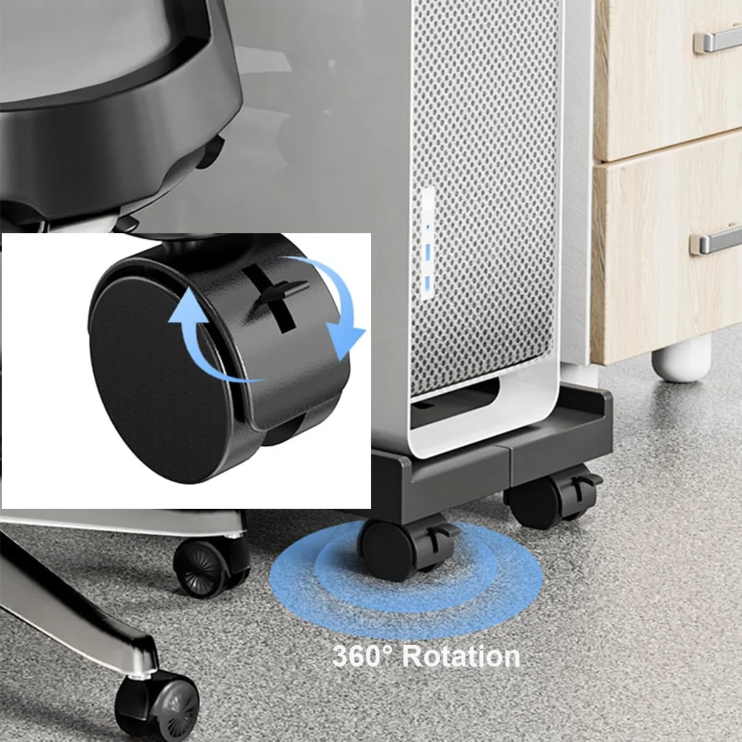 Adjustable Mobile CPU Stand, Ventilated Computer Tower Stand PC Tower Stand with 4 Caster Wheels Fits Most PC, Under Desk CPU Ho