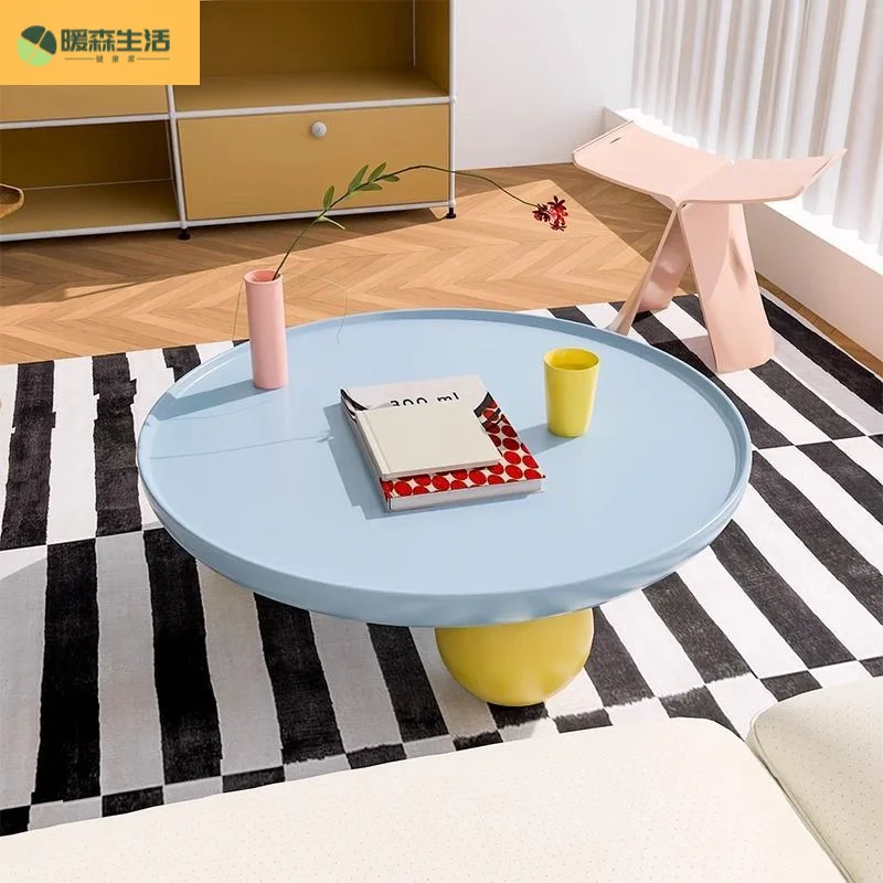 

French cream style round coffee table dopamine simple modern small apartment living room home creative cloud coffee table