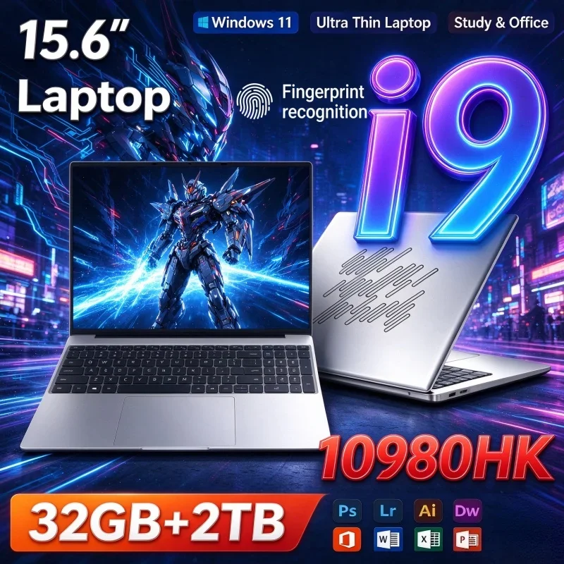 2026 New Ultra Thin 15.6'' Inch Gaming Laptop Intel I9-10980HK 1920×1080 FHD 32GB RAM 1TB 2TB SSD Windows11 Notebook For Student