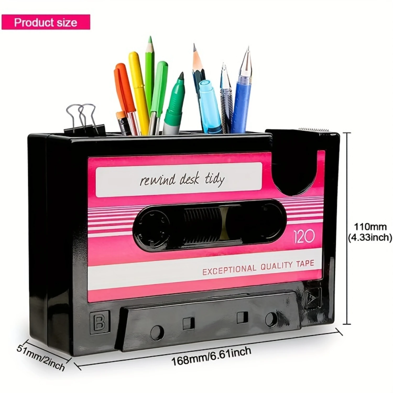 Tape Dispenser With Pen Holder, The Retro Cassette Tape Dispenser (Does Not Include Accessory) image 5