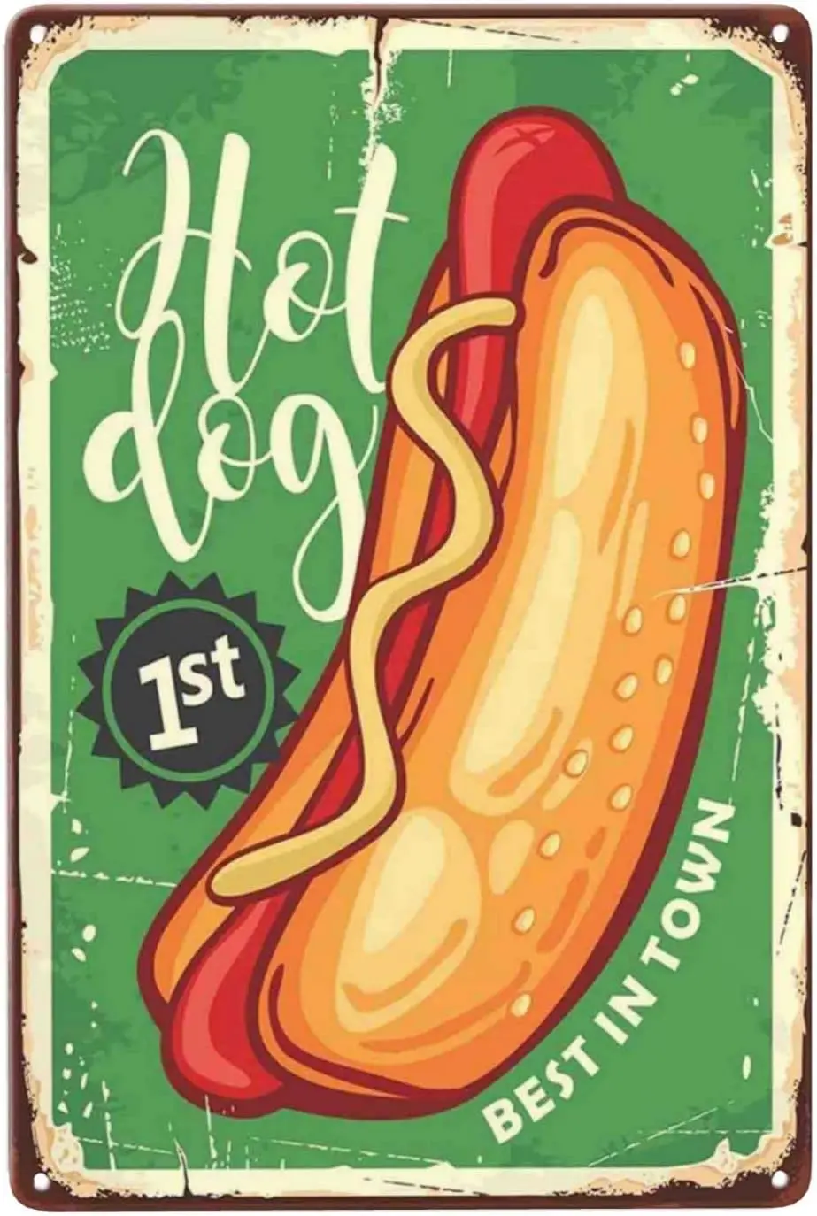 Hot Dogs Schild Vintage Metallblechschild Wanddekoration, Restaurant Metallschilder Blechschilder für Bar Pub Club Männerhöhle 8 x 12 (CTP-55)