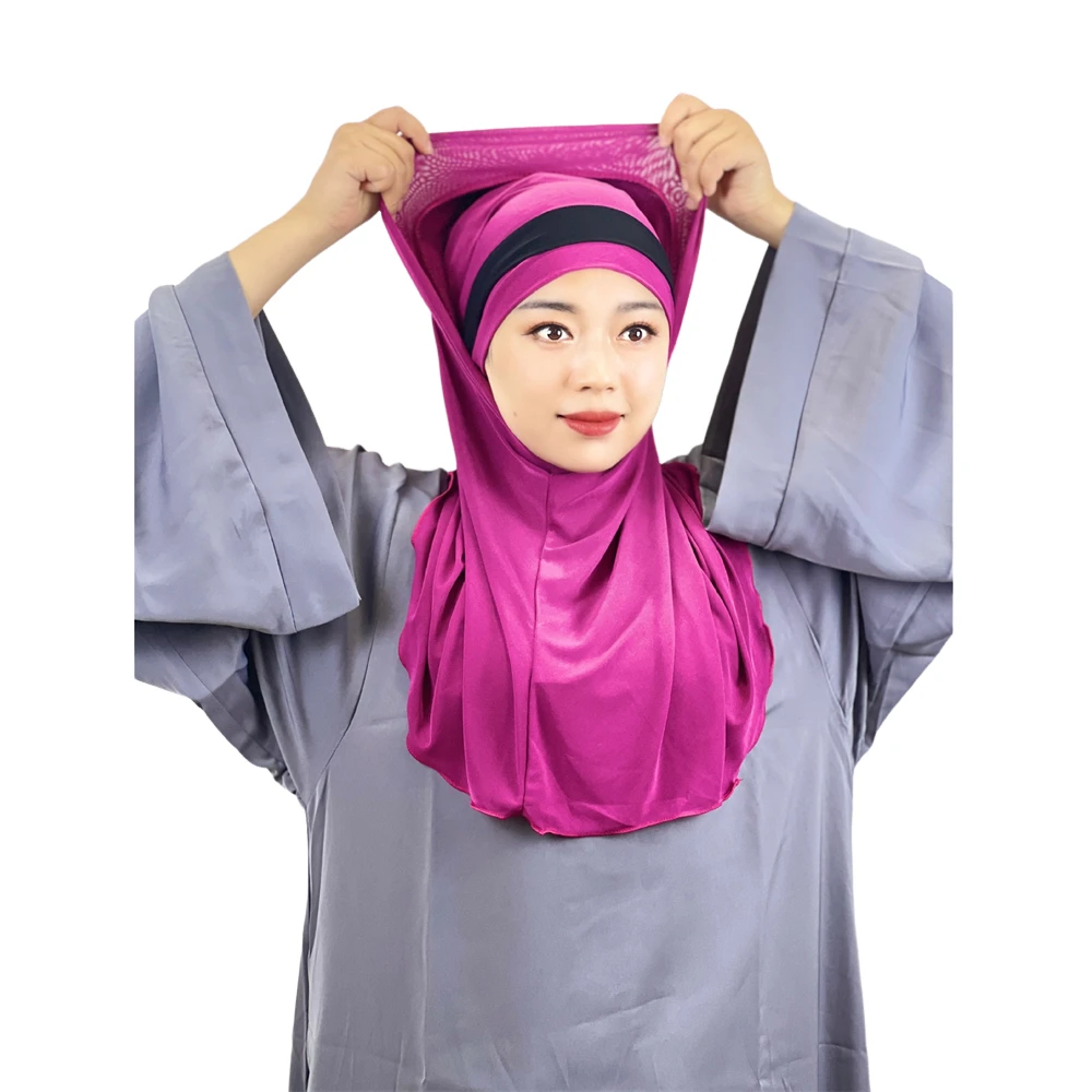 2 pz Musulmano Hijab Turbante Underscarf Tubo Interno Cappello 2 Pezzi Amira Testa Wrap Donne Islamico Prega Hijab Tirare On Pronto Fatto Khimar