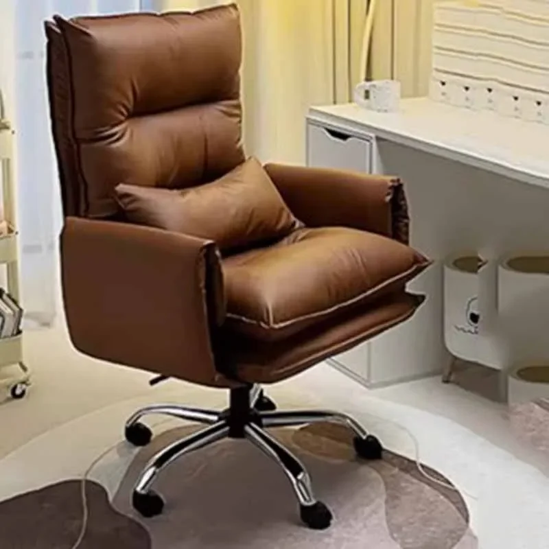 Leather Elastic Office Chair Waterproof Gel Memory White Comfy Office Chairs Footrest Fluffy Cadeira Escritorio Office Furniture