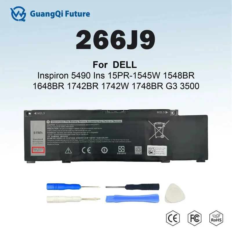 Batería 266J9 para DELL-Inspiron G3 15 3500 3590 3790 G5 15 5500 SE 5505 11,4 V 4474mAh 51Wh P89F Inspiron 5490 INS 15PR-1545W 154