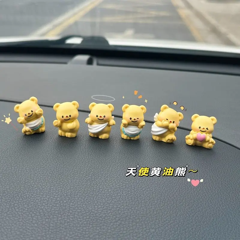 

Cute accessories around butter teddy bear, teddy bear car ornaments, butter cartoon car interior decoration dolls, resin