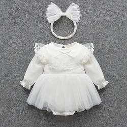 Princess Lace Cotton Baby Girl Bodysuits Short Sleeve Summer Newborn Jumpsuits Girls Clothes