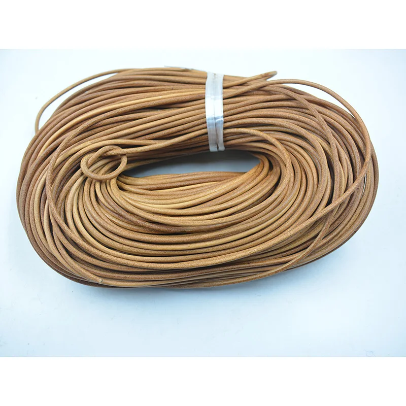 100meter/lot 2mm/3mm  dark brown color Jewelry bead making cord findings round real guniune leather cord