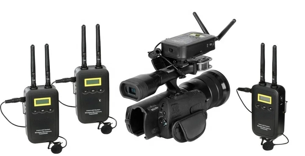 RX+TX+TX+TX Camera-Mount Digital Wireless Microphone System with Three Bodypack Transmitters and Lavalier Mi