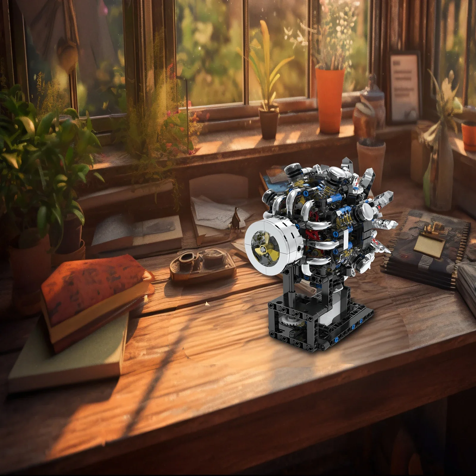 G8910 558 elementów Model silnika lotniczego V8 z bloków konstrukcyjnych, zabawka edukacyjna STEM dla dzieci i dorosłych