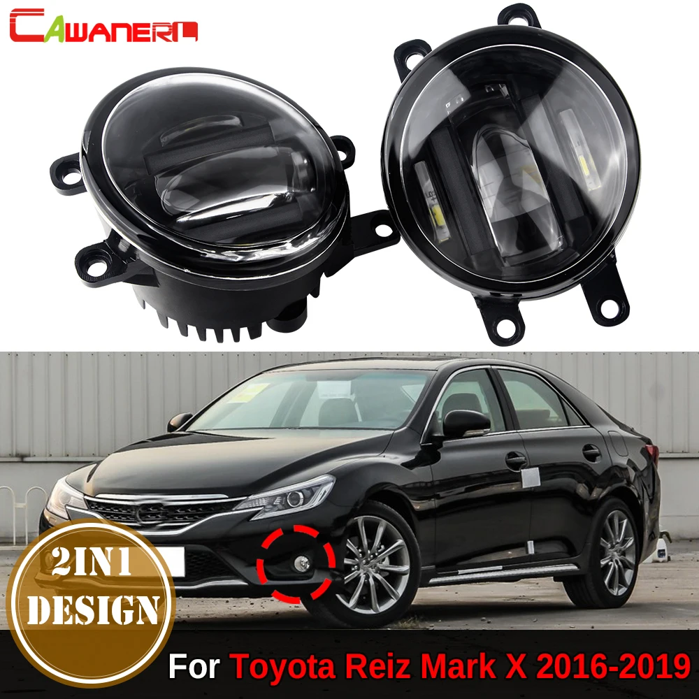 

2IN1 LED Lens Fog Light DRL Design Car Aluminum Fog Daytime Running Lamp H11 12V For Toyota Reiz Mark X 2016 2017 2018 2019