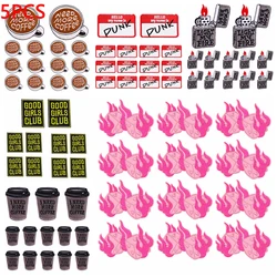 5PCS/lots Cartoon Pink Dice Embroidery Patches DIY Lighter Coffee Letter Patch Iron On Patches For Clothing Butterfly Sew Badges