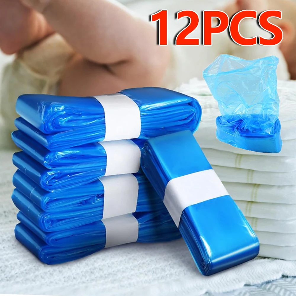 12 Uds. Bolsas de repuesto para pañales Bady, revestimientos para contenedores de pañales azules para Angelcare Tommee Tippee, cubos de basura, revestimientos de repuesto, bolsas de basura