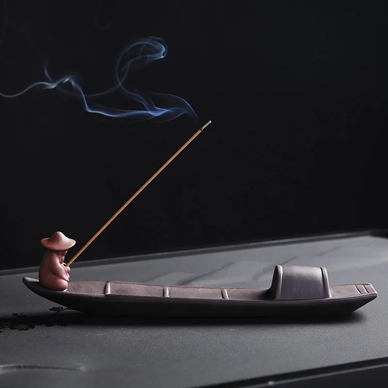 Purple Sand Fisherman Fishing Line Incense Socket Home Desktop Decoration