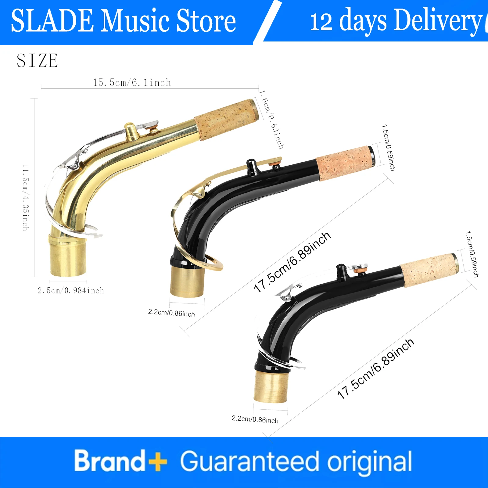 SLADE ألتو ساكسفون الرقبة الذهبي/الشظية النحاس بيند الرقبة لألتو ساكس آلات النفخ الخشبية لملحقات ألتو ساكسفون
